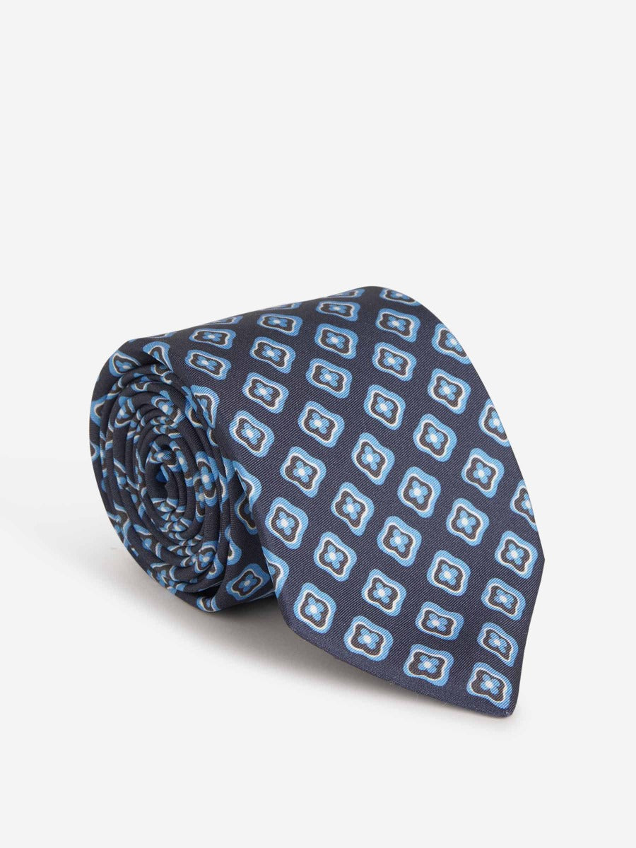 Kiton Corbata Motivo Floral color Azul Noche sku 601-000946 02 - Foto 1