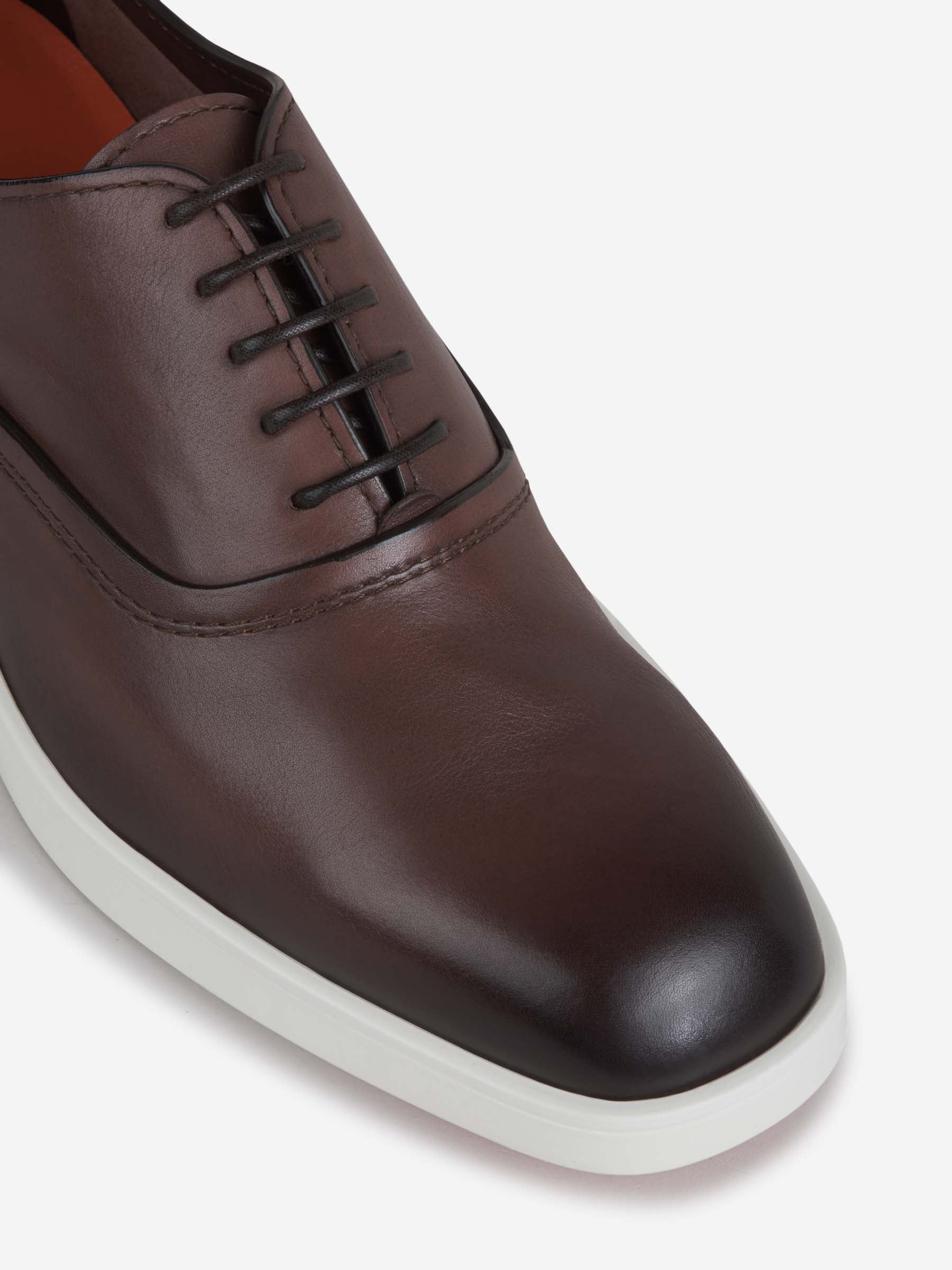 Santoni Zapatos Oxford Piel color Marrón Oscuro sku 611-004006 01 - Foto 4