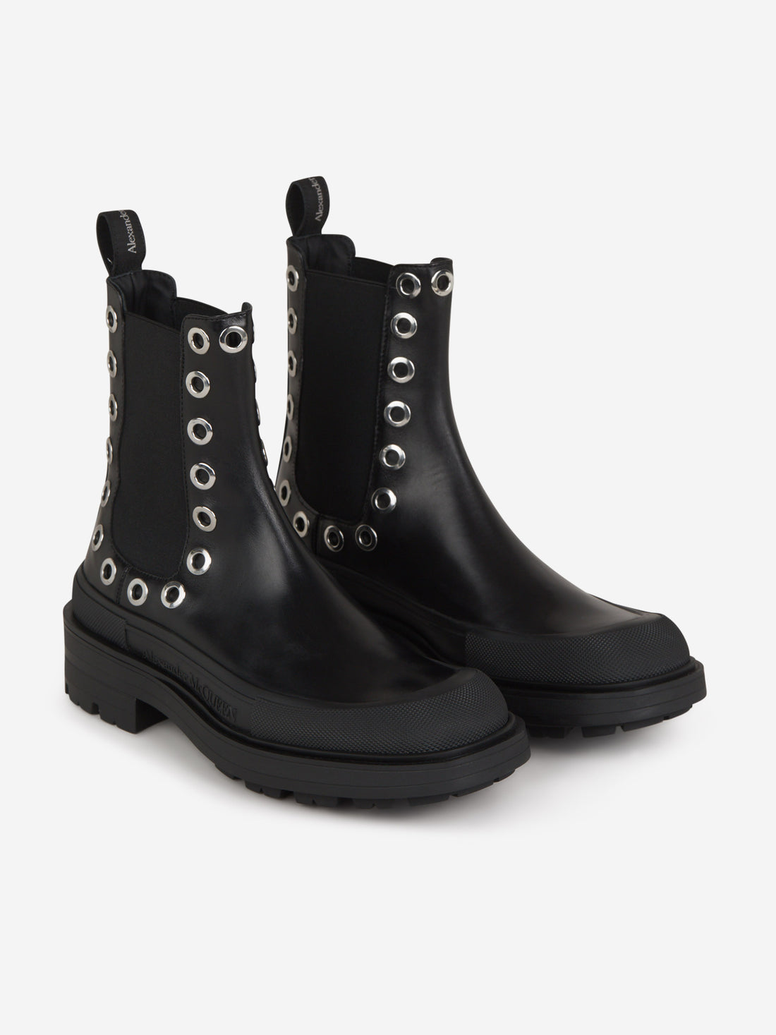 Alexander McQueen Botas Chelsea Stack color Negro sku 616-002180 01 - Foto 2