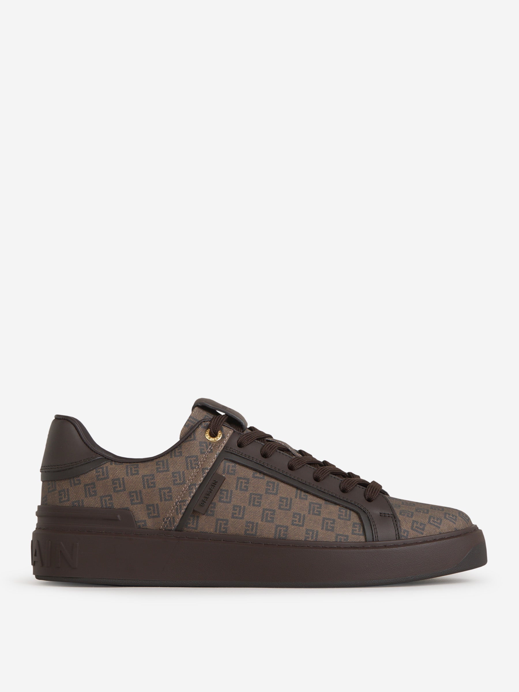 Outlet online Balmain Hombre Sneakers Monograma Piel color Marron Oscuro sku 616-002382 01 - Foto 1