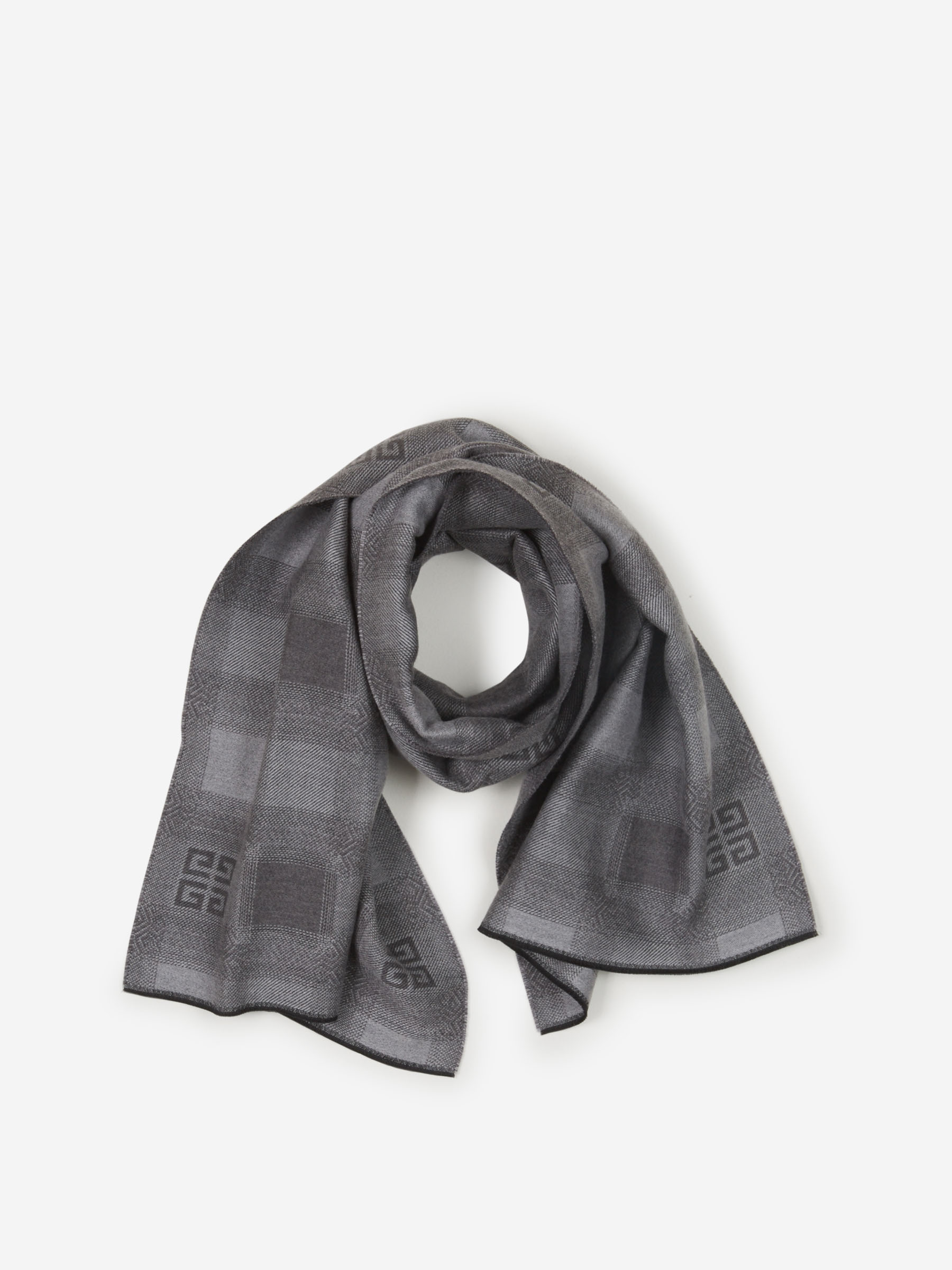 Givenchy Bufanda Motivo Cuadros Lana color Gris Claro sku 630-001290 01 - Foto 1