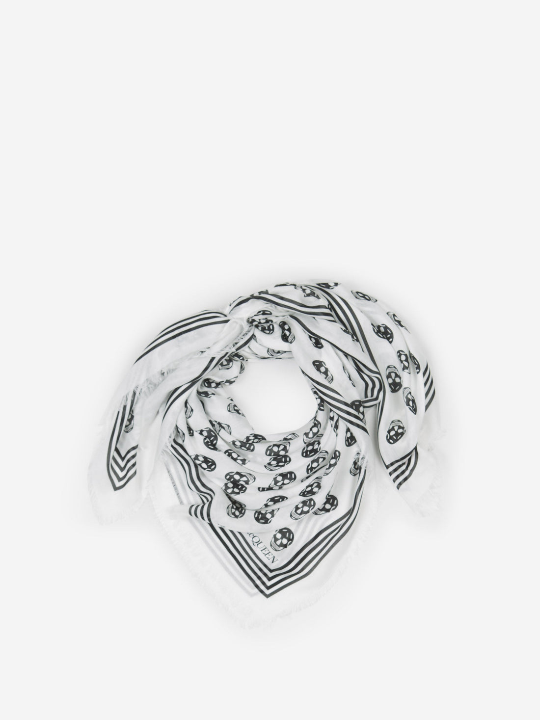 Alexander McQueen Fular Biker Skull color Blanco sku 630-001391 02 - Foto 1