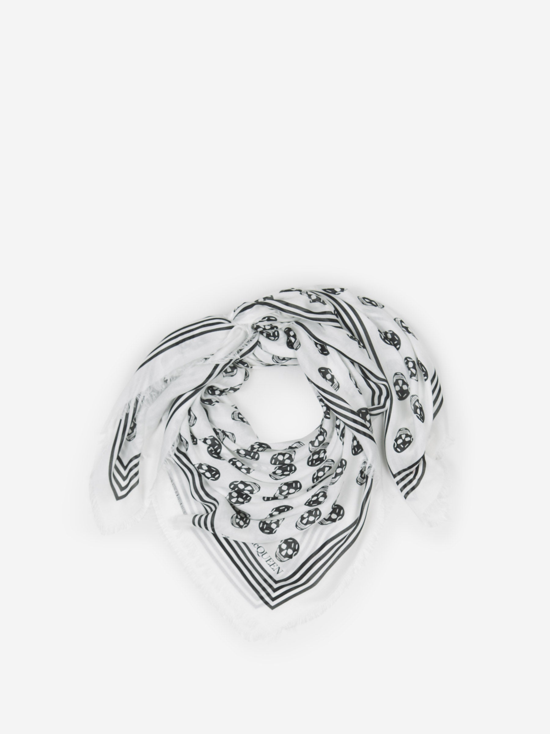 Alexander McQueen Fular Biker Skull color Blanco sku 630-001391 02 - Foto 1