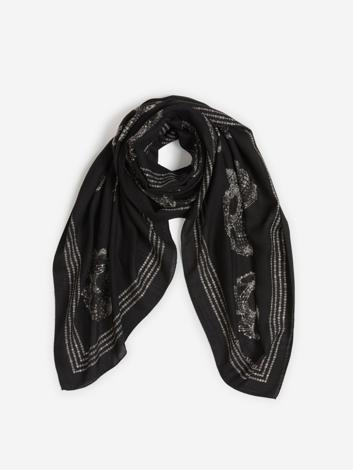 Alexander McQueen Fular Skull Lana color Negro sku 654-000272 01 - Foto 1