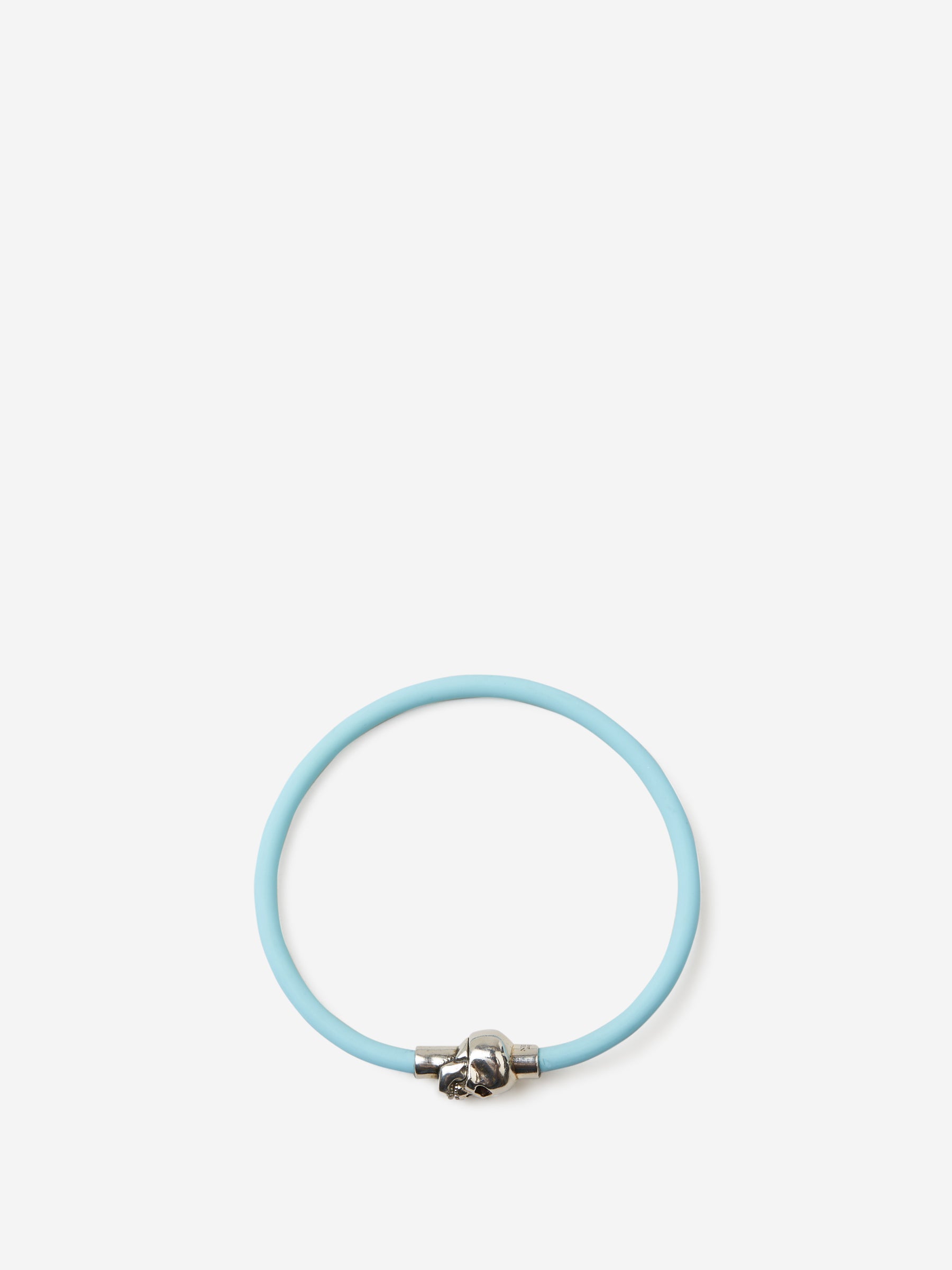 Alexander McQueen Brazalete Skull Goma color Azul Cielo sku 682-000487 01 - Foto 1