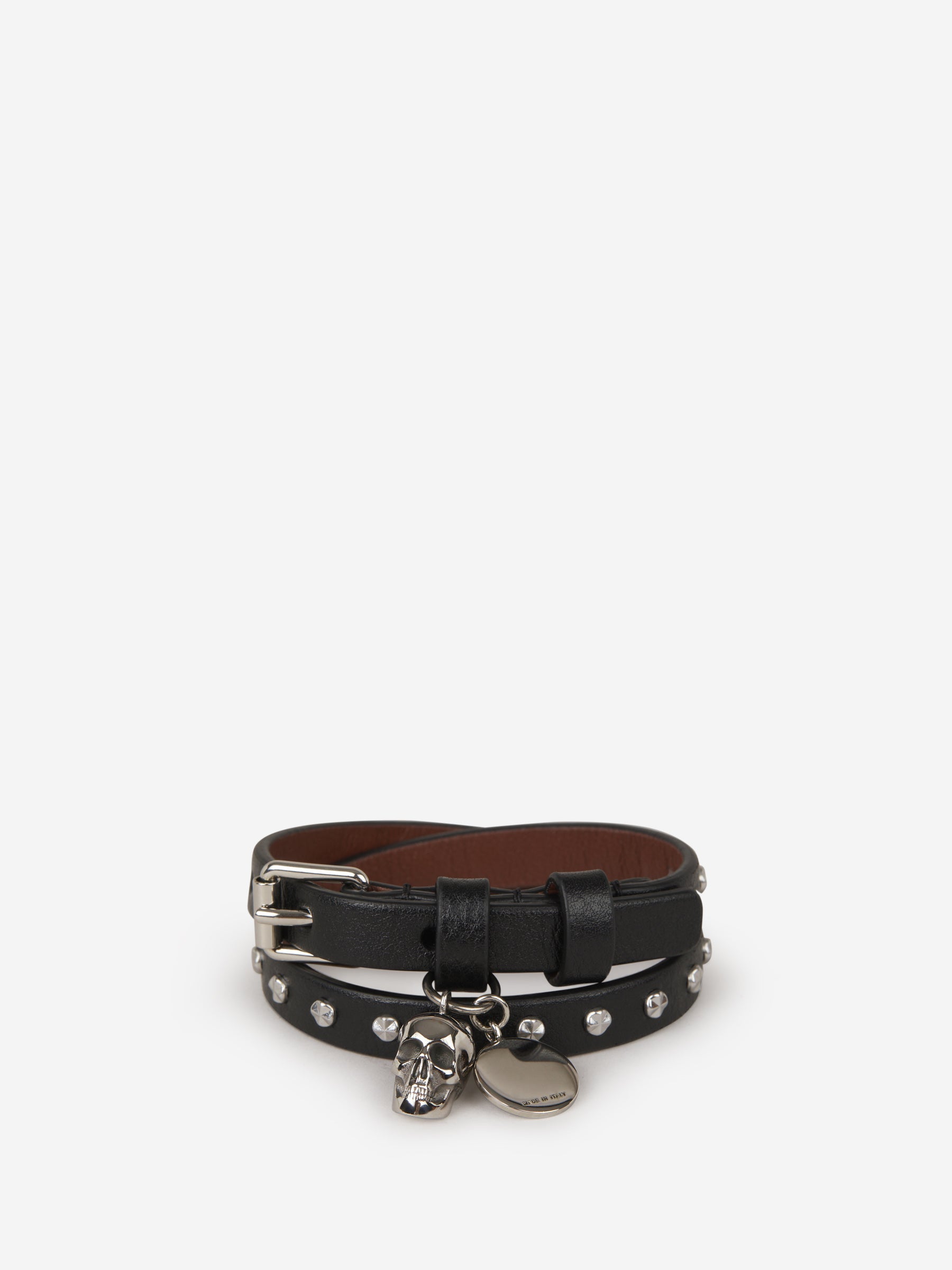 Alexander McQueen Brazalete Skull Cuero color Negro sku 682-000597 01 - Foto 1