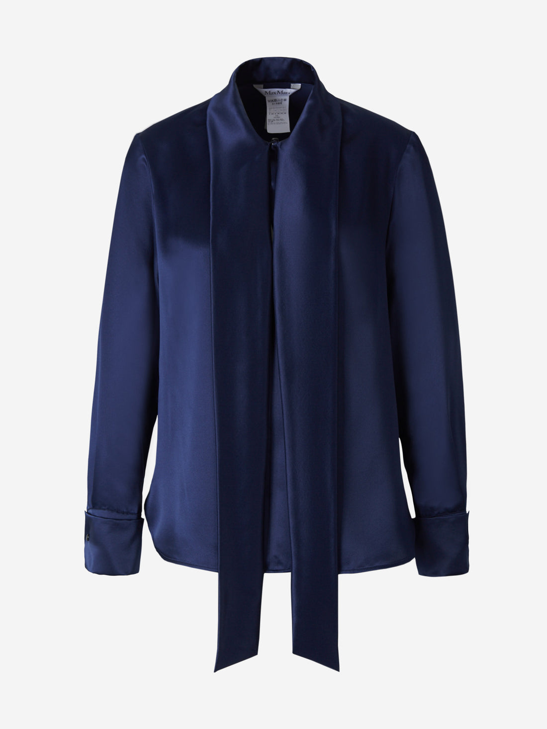 Max Mara Blusa Cuello Fular Seda color Azul Marino sku 701-001722 01 - Foto 1