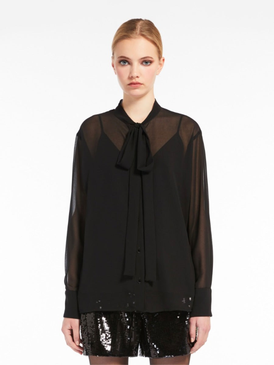 Max Mara Blusa Transparente Seda color Negro sku 701-001779 01 - Foto 6