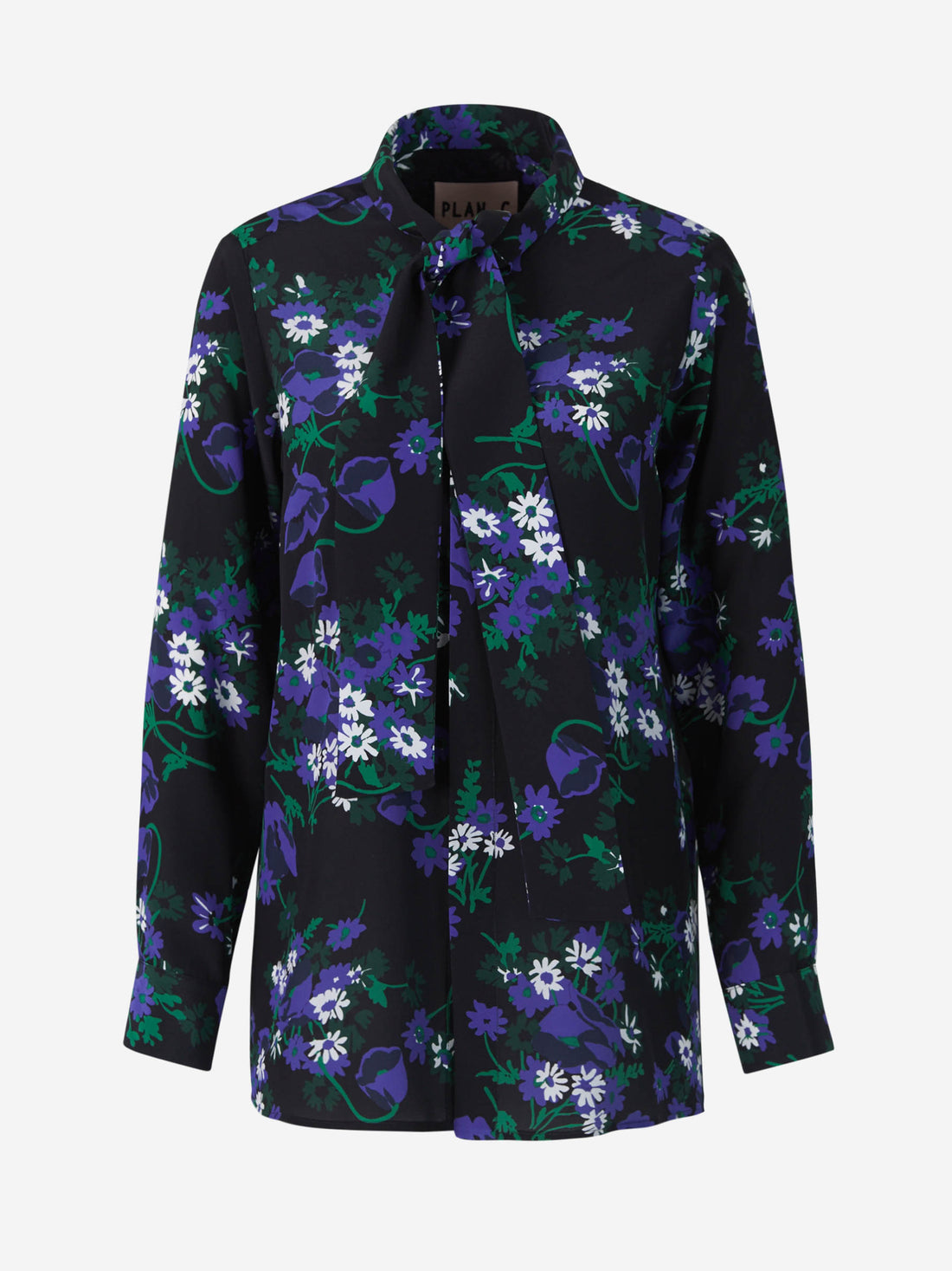 Plan C Blusa Estampado Floral Seda color Azul Marino sku 701-001795 01 - Foto 1