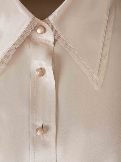 Acne Studios Camisa Tul Y Seda color Beis sku 701-001832 01 - Foto 3