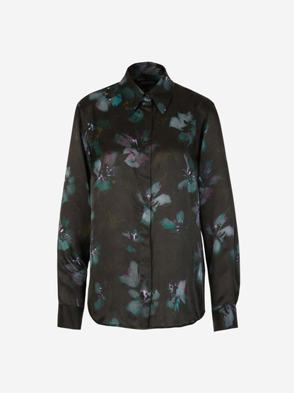 Dries Van Noten Camisa Seda Floral color Verde Oscuro sku 701-001985 01 - Foto 1