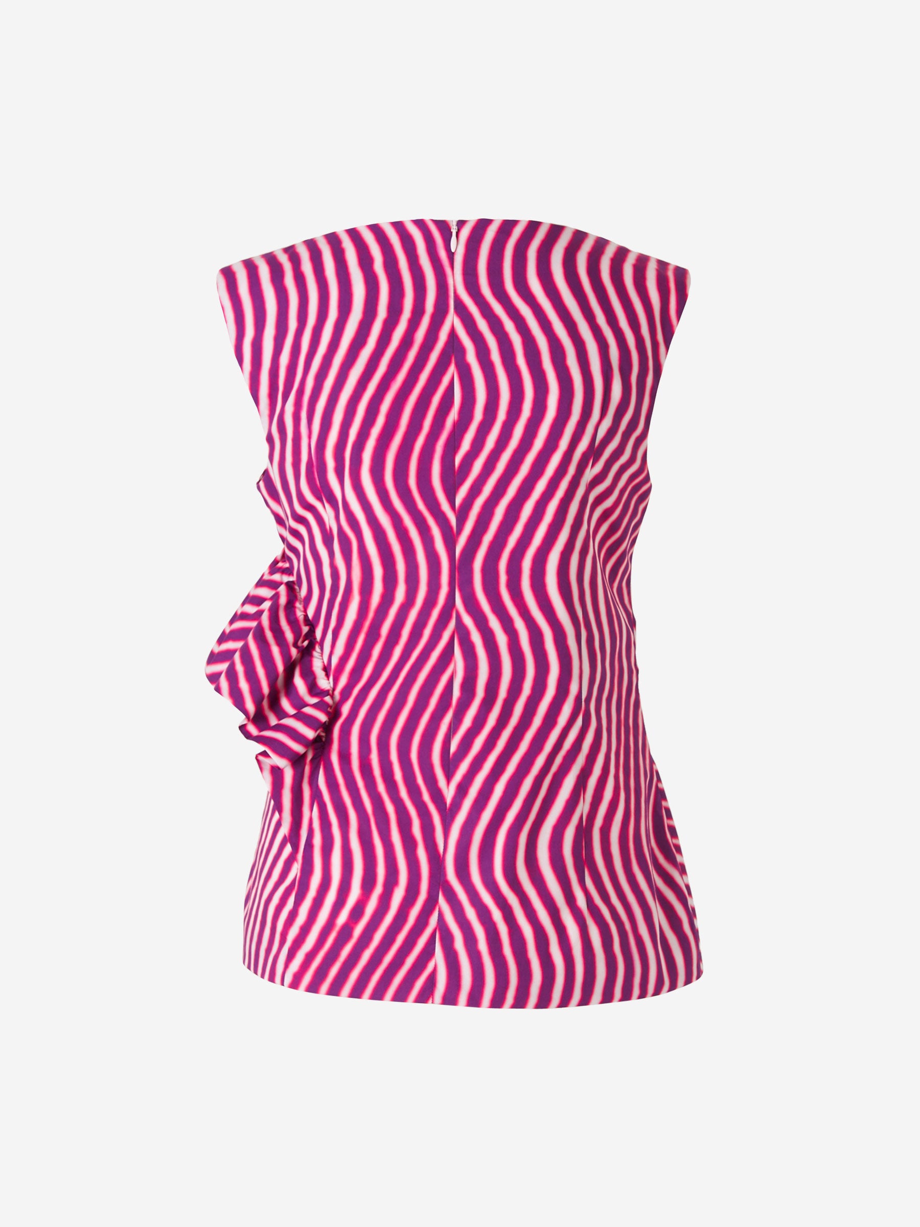Dries Van Noten Top Popelina Rayas Volante color Fucsia sku 702-000387 01 - Foto 2