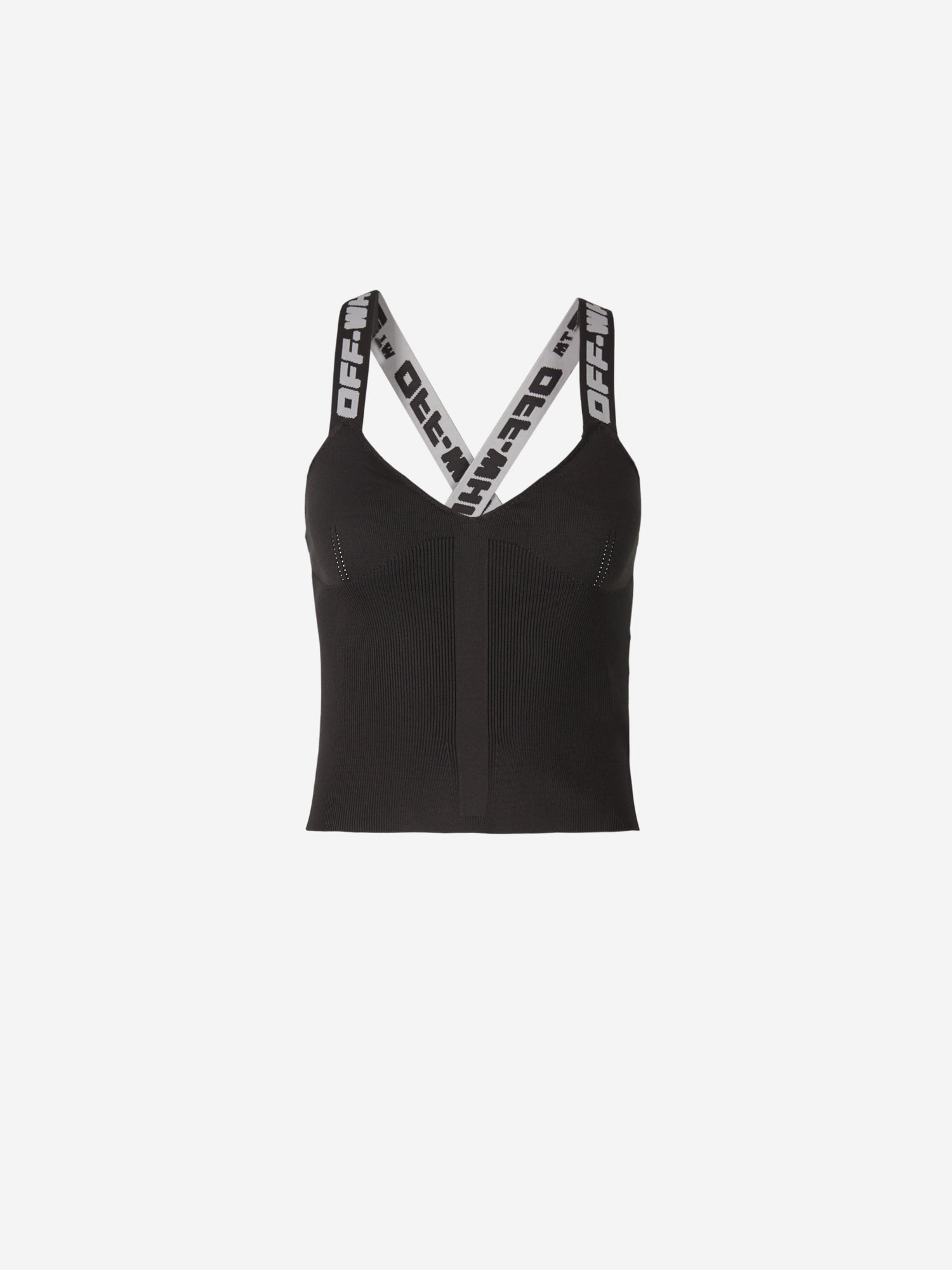 Off-White Top Bandas Logo color Negro sku 703-001998 01 - Foto 1