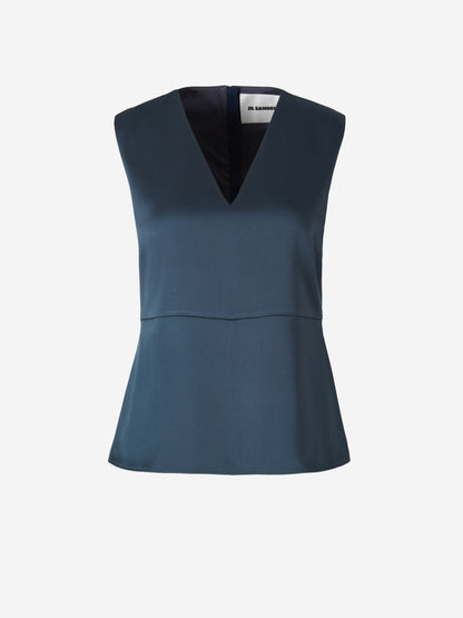 Jil Sander Top Satinado Fluido color Azul Cielo sku 703-002014 01 - Foto 1