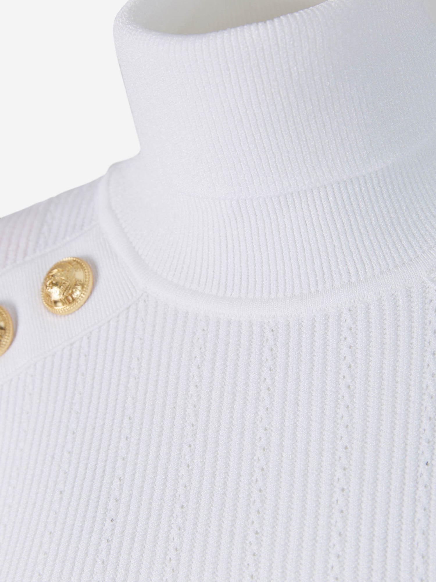 Balmain Jersey Punto Cuello Alto color Blanco sku 711-002848 01 - Foto 3