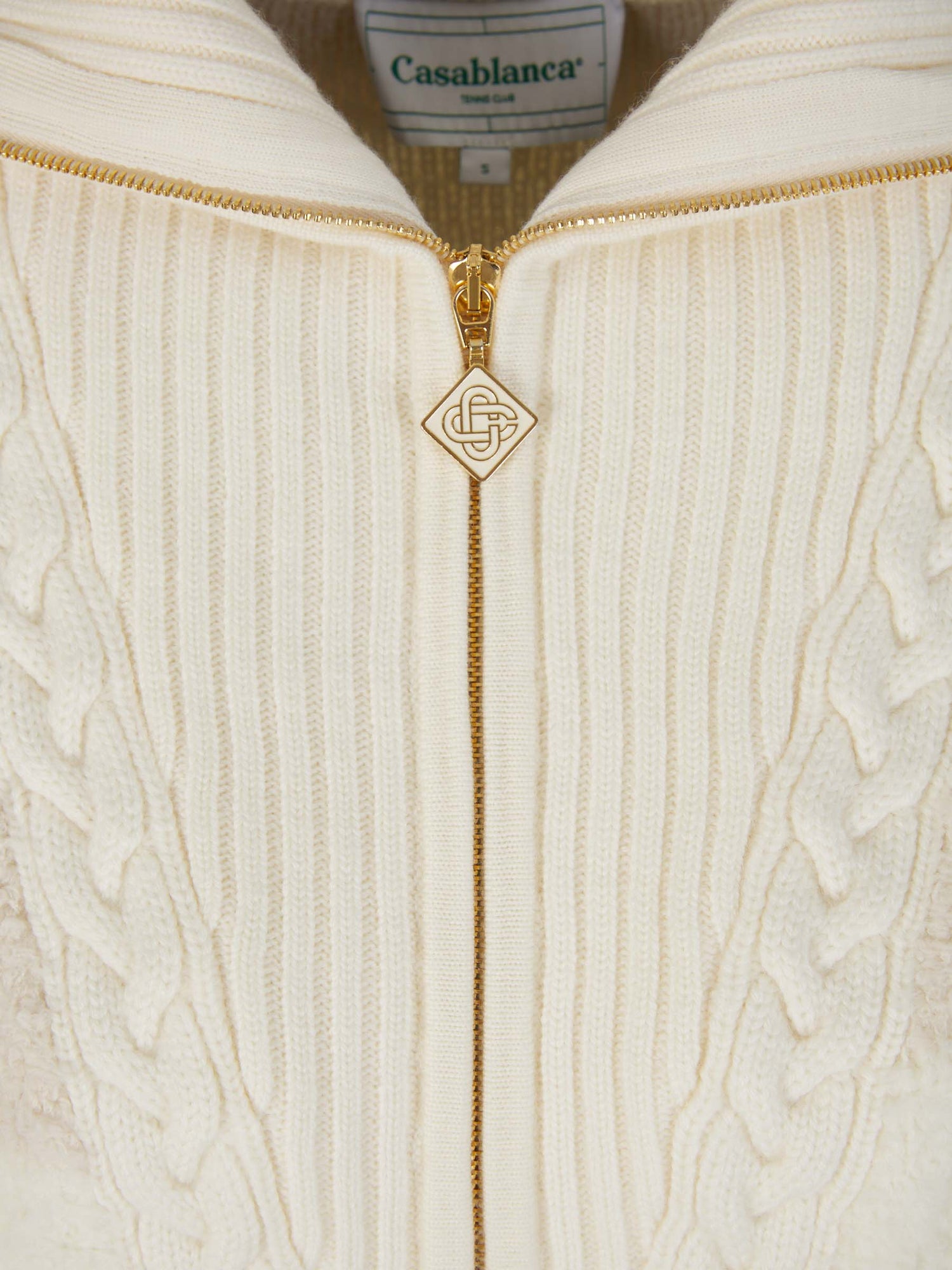 Casablanca Cárdigan Boucle Cuadros color Beis sku 713-000231 01 - Foto 3