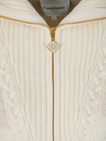 Casablanca Cárdigan Boucle Cuadros color Beis sku 713-000231 01 - Foto 3