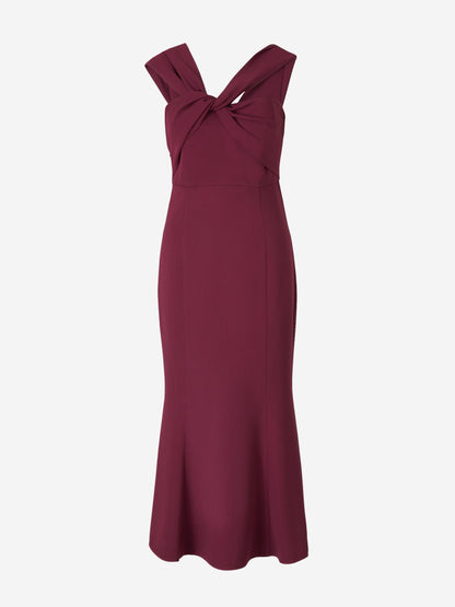 Roland Mouret Vestido Asimétrico Cady color Burdeos sku 721-000086 01 - Foto 1