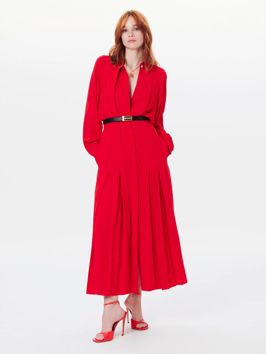 Outlet online Victoria Beckham Mujer Vestido Camisero Plisado color Rojo sku 731-005569 01 - Foto 1