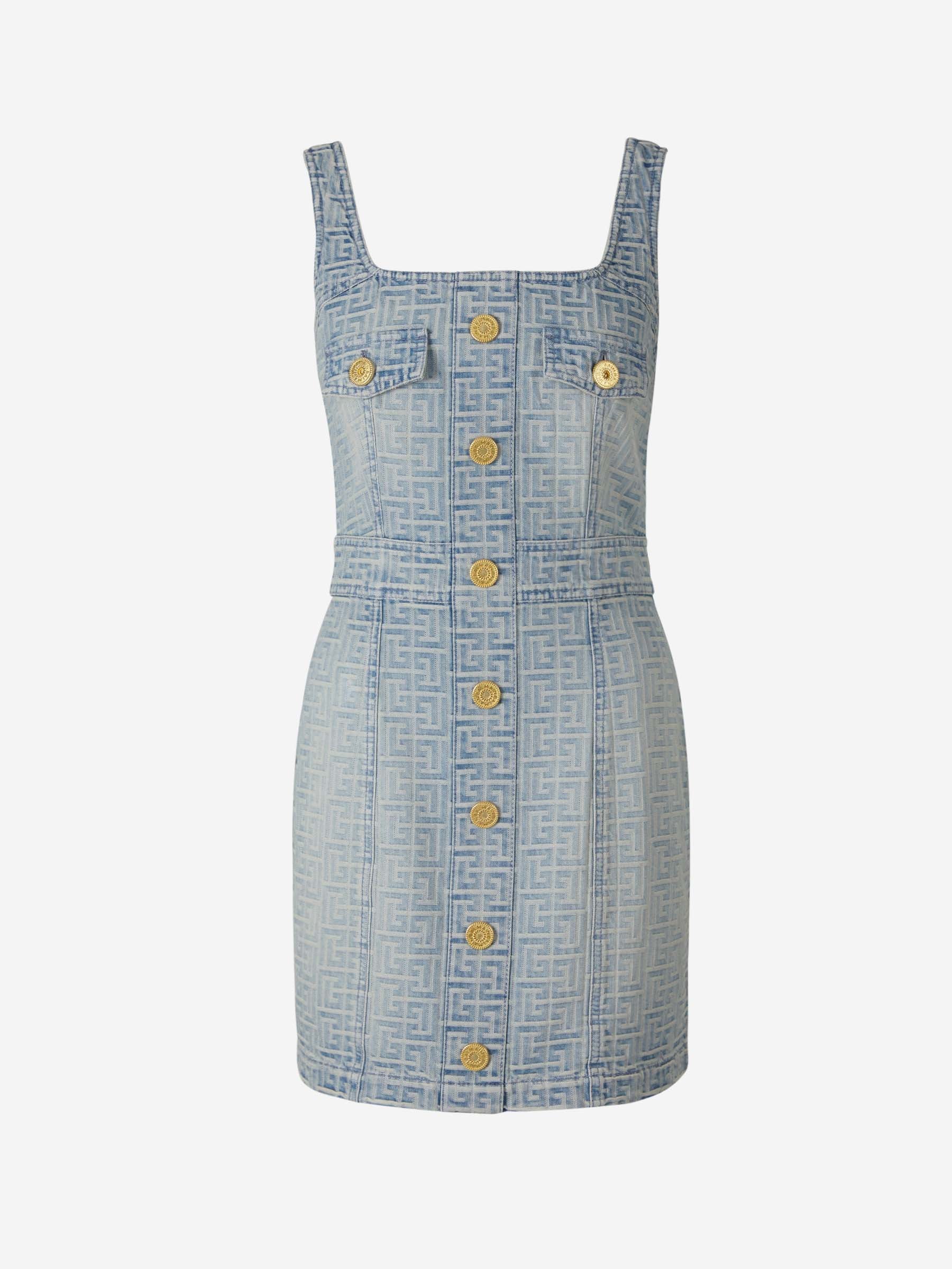 Balmain Vestido Denim Monograma color Azul Cielo sku 731-005742 01 - Foto 1