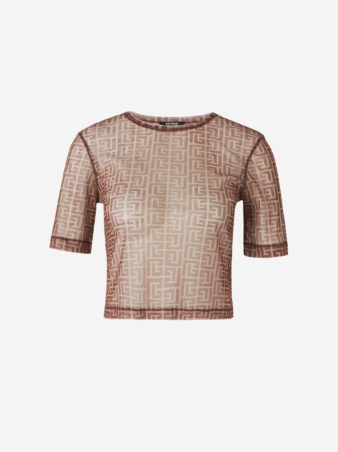 Balmain Camiseta Monograma Semitransparente color Marrón sku 782-001487 01 - Foto 1