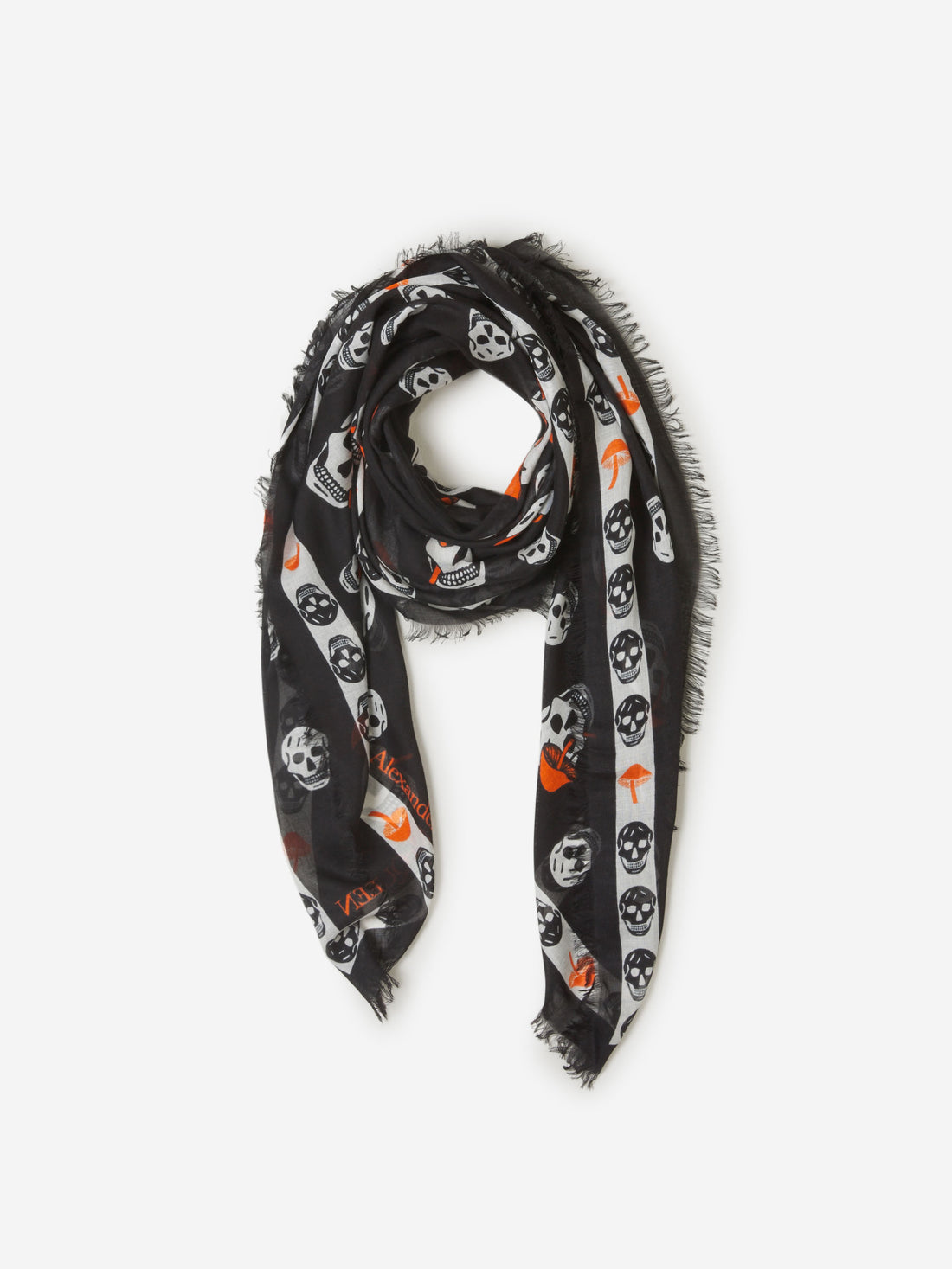 Alexander McQueen Fular Classic Mushroom color Negro sku 796-000082 01 - Foto 1