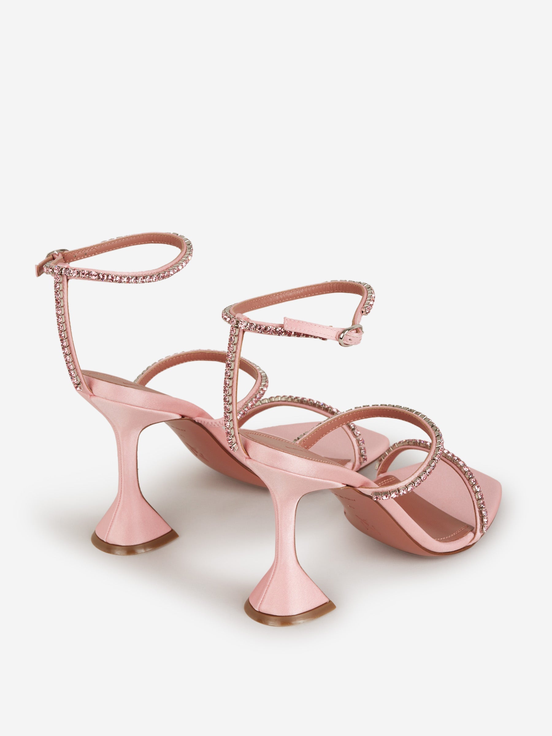 Buy Amina Muaddi Pink Gilda 95 Embellished Sandals in Satin For Women  Online | Ounass Saudi