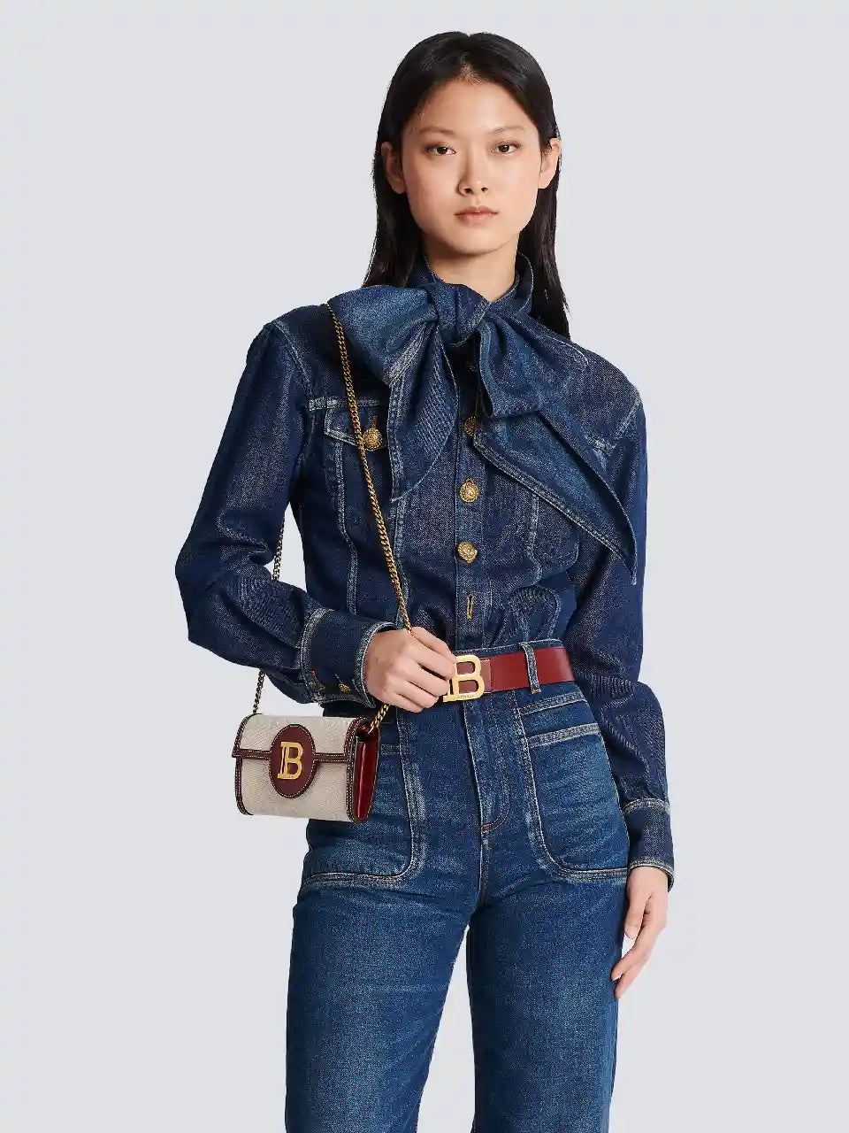 Balmain Bolso B-Buzz Lona Y Piel color Crema sku 810-007004 00 - Foto 2